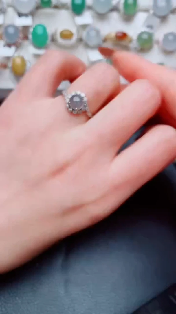 银S925镶嵌戒指翡翠...