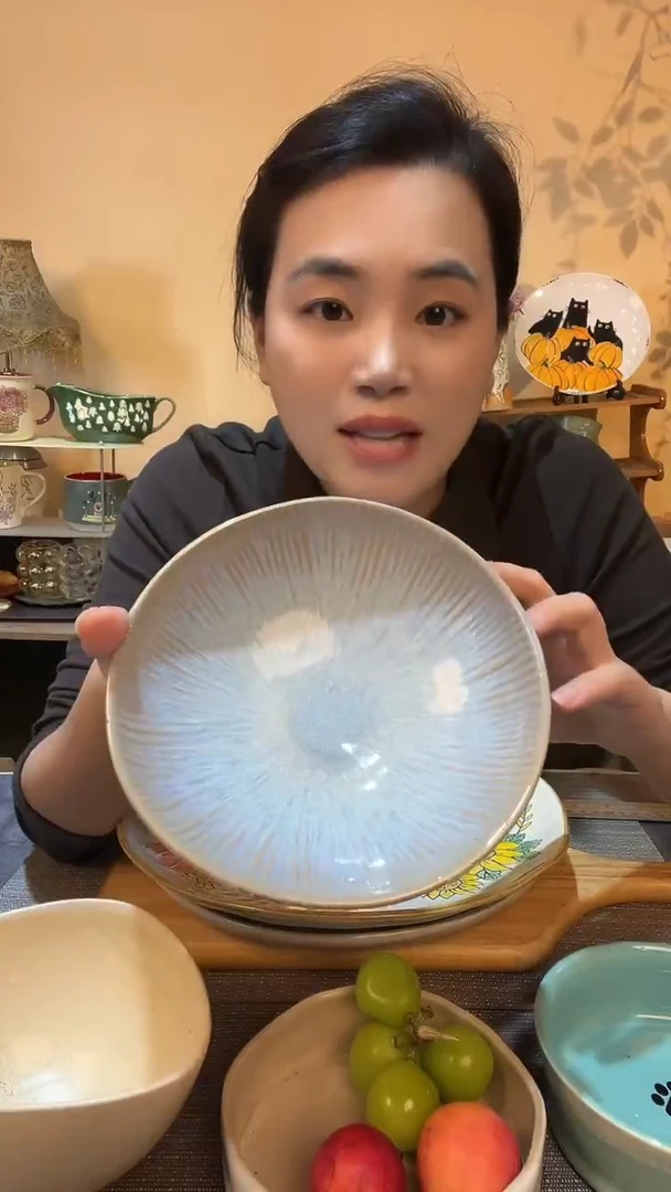 瓷片6.5英寸复古碗 微瑕介意勿拍