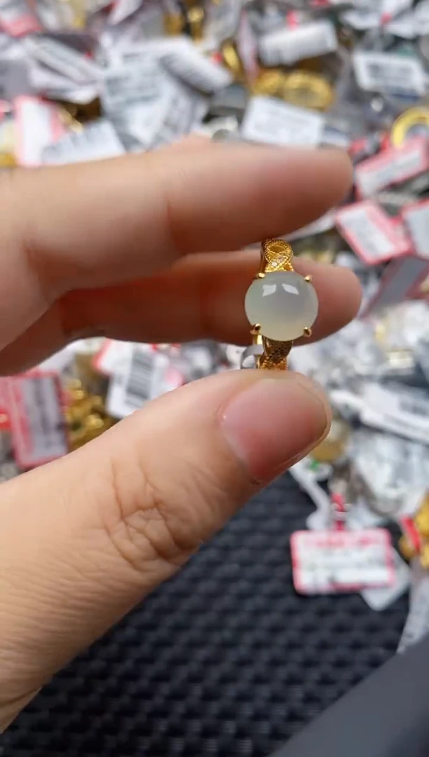 翡翠戒指银S925镶嵌777---9