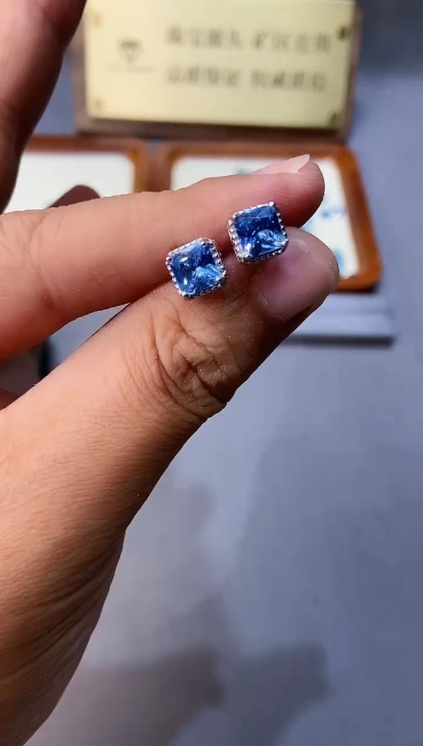 海蓝宝石耳坠银S925镶嵌.......