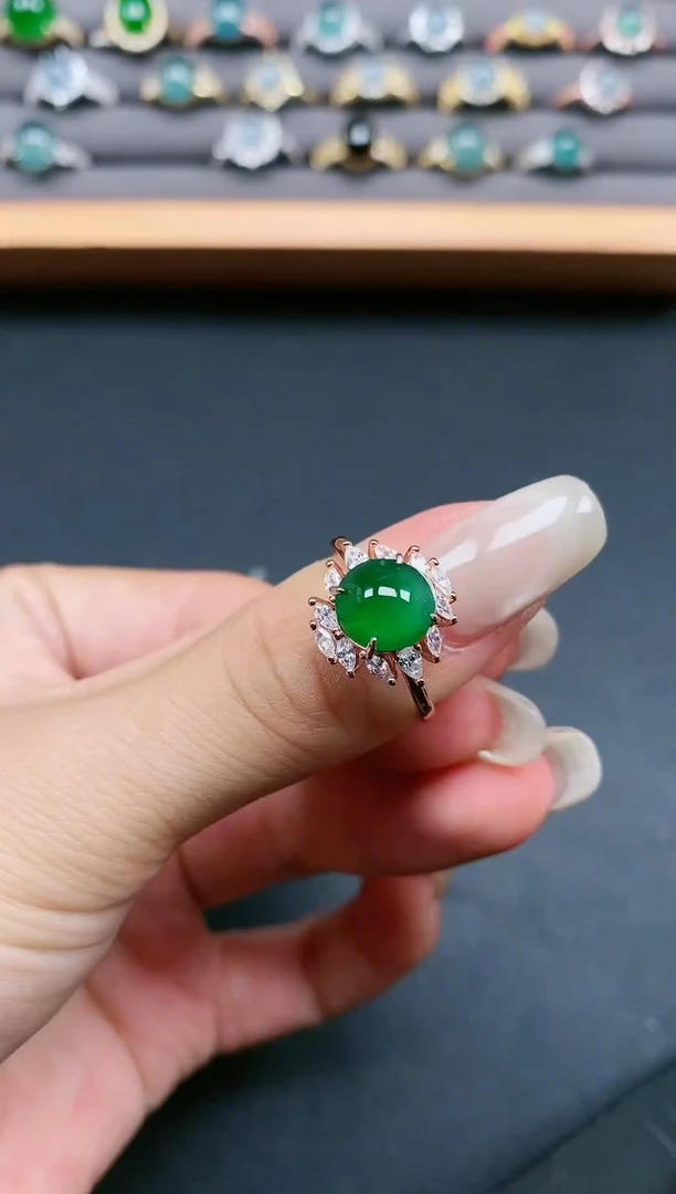 翡翠戒指银S925镶嵌1111111