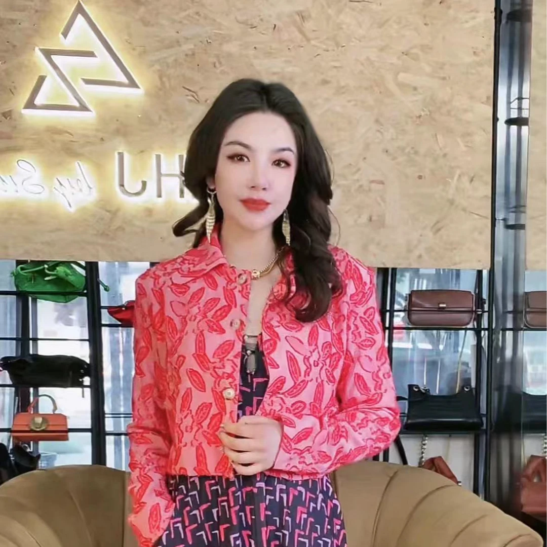 HZHJ新款原创设计师粉晚霞外套显瘦高端气质919时尚休闲上衣长袖