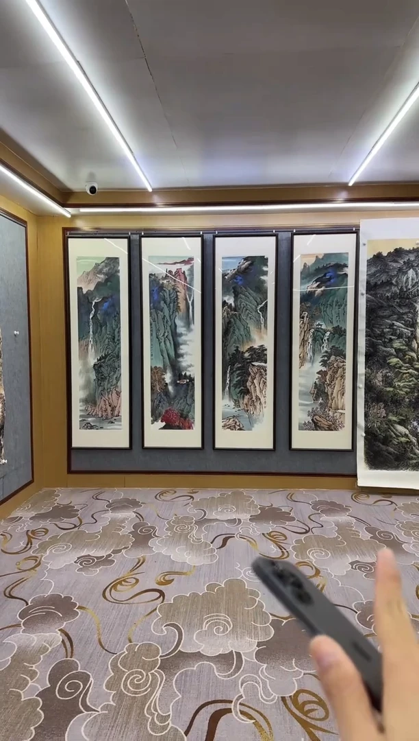 国画Z张伦玉-山水国画-四条屏不带框