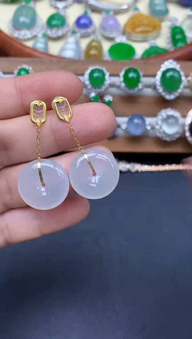 18K金镶嵌翡翠耳饰330-中国好珍宝