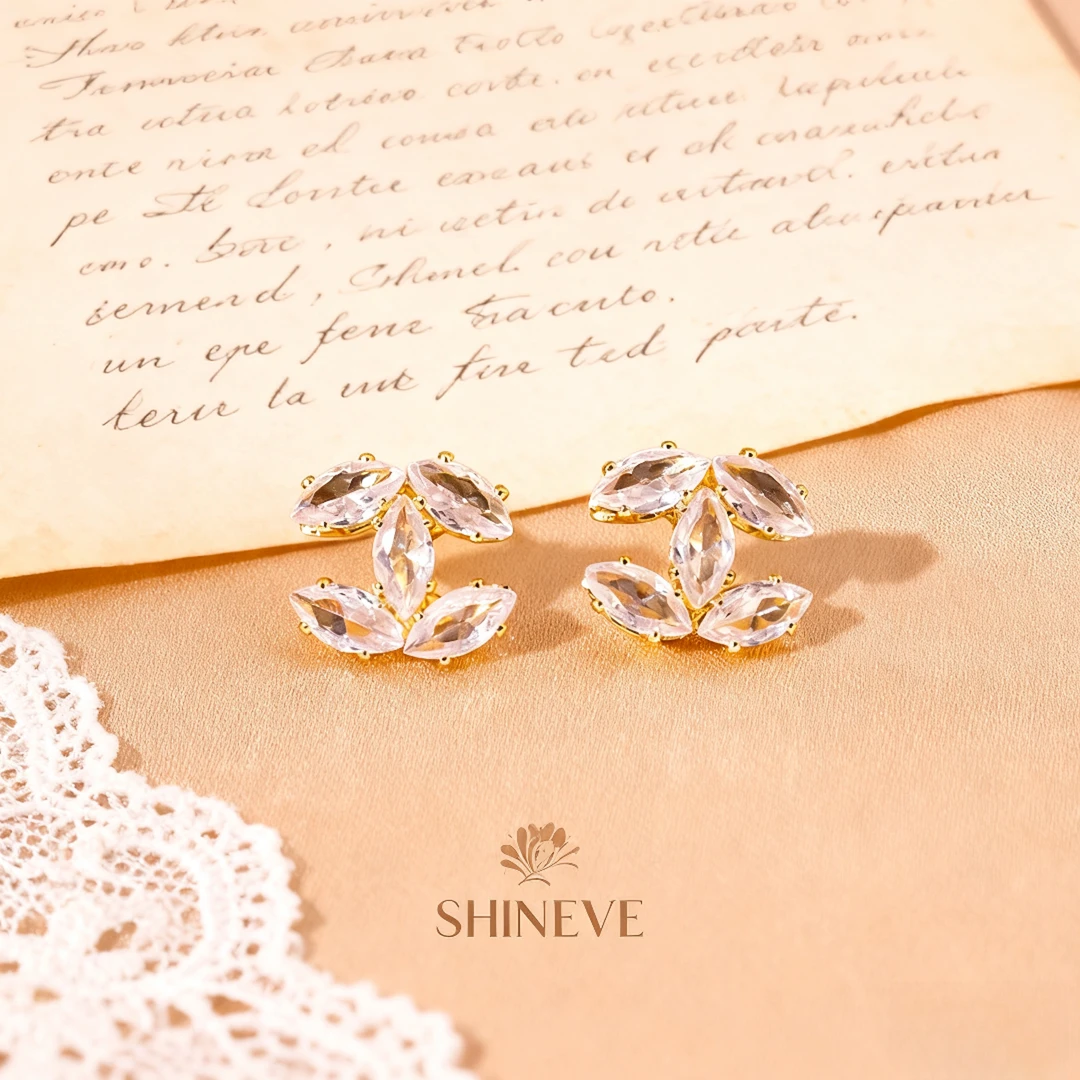 铜合金耳饰  奢妮薇S92法式欧美风小巧日韩金色耳钉轻奢个性精致