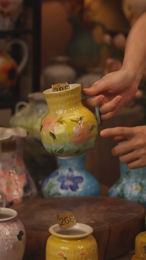 陶瓷385景德镇设计师手作花器摆件侘寂风