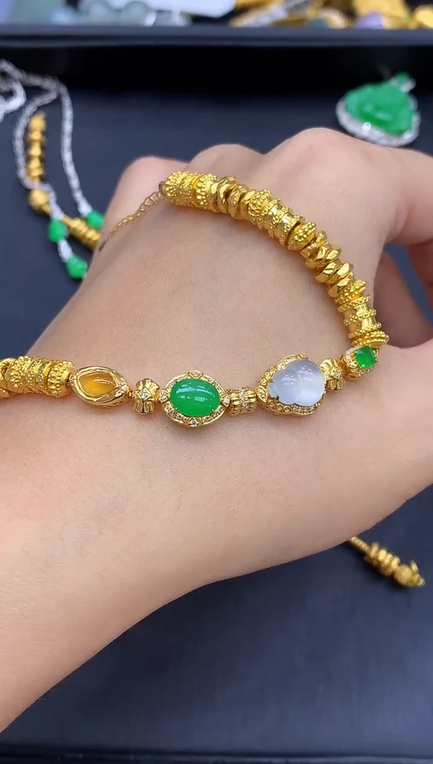 18K金镶嵌手链翡翠907-中国好珍宝