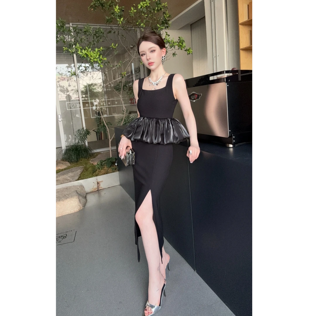 SS姗姗 法式轻奢风格黑裙百搭连衣裙50570829--685