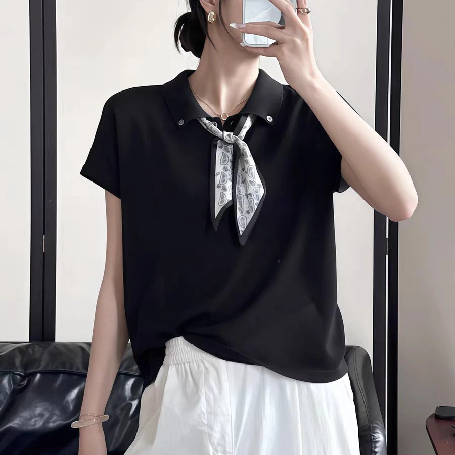 高级感POLO领短袖女士小衫上衣3232