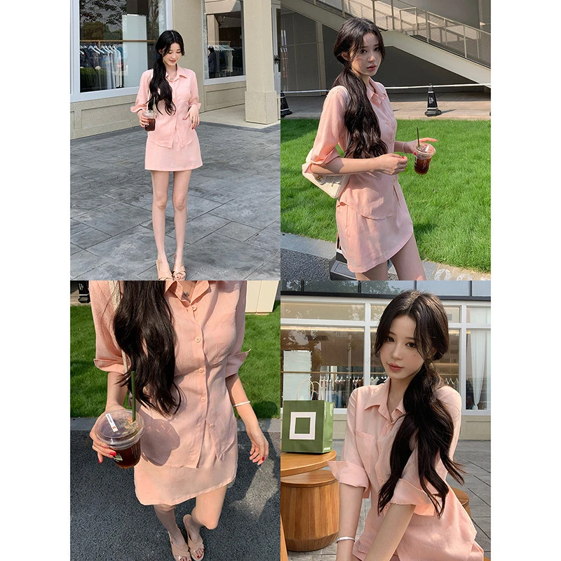 【萍萍清仓】2026女款新款夏季法式粉色收腰衬衣女BC衬衫261G2553#