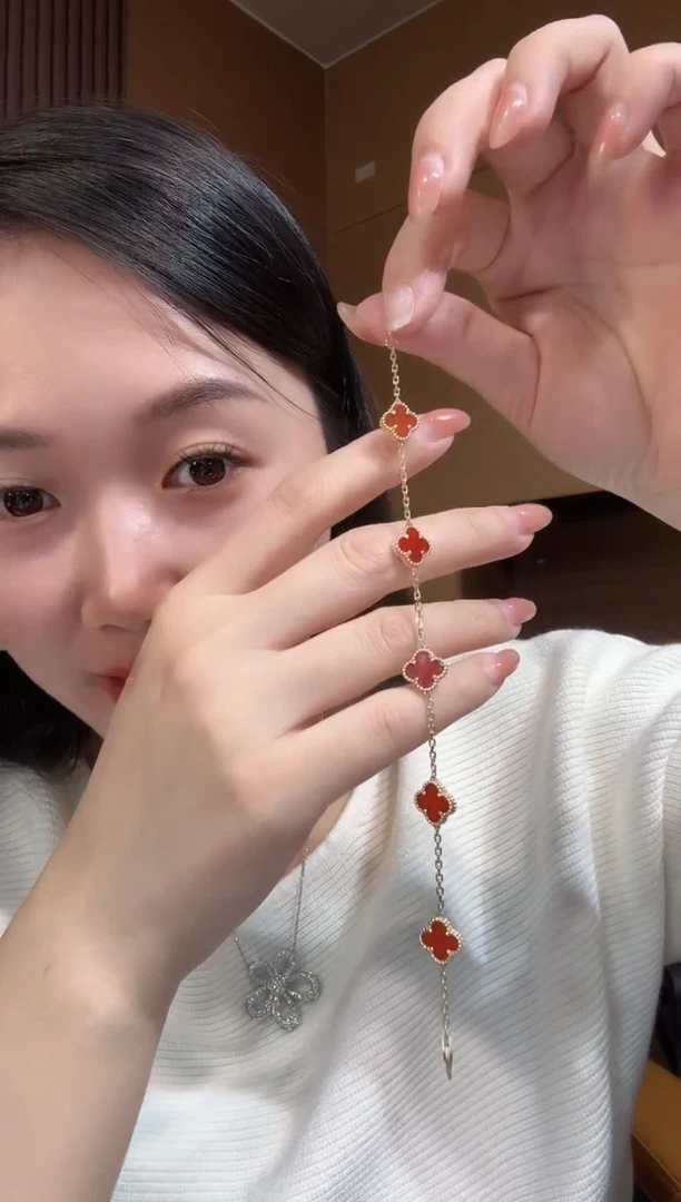 【闪购商品】玛瑙/玉髓手链18K金镶嵌红色k黄，小号五花手链GHJ