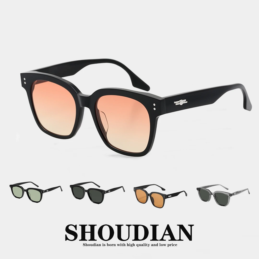 落日色方形偏光墨镜显瘦设计近视太阳眼镜男女潮流网红时尚绿色
