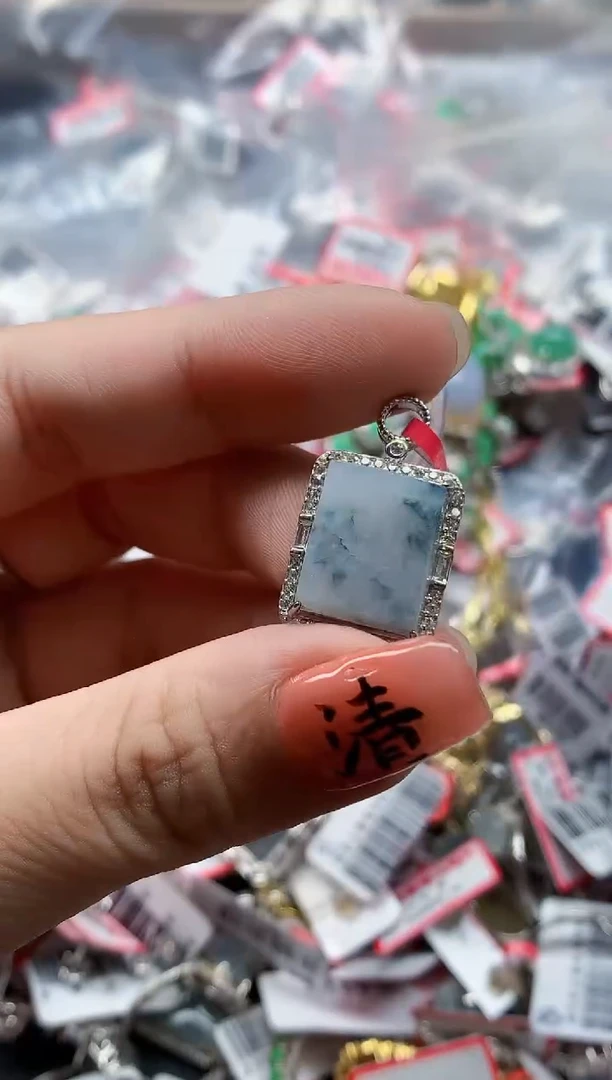 银S925镶嵌戒指翡翠天然A货缅甸翡翠