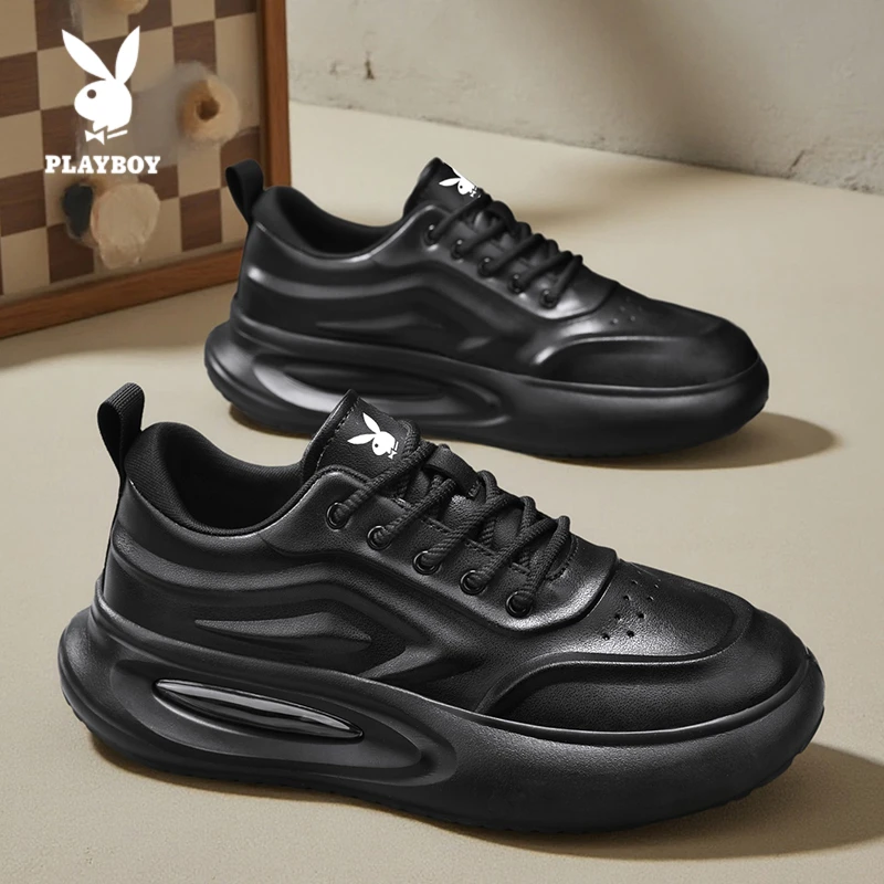 PLAYBOY/花花公子时尚休闲鞋2025新款男士百搭厚底潮流小白运动鞋