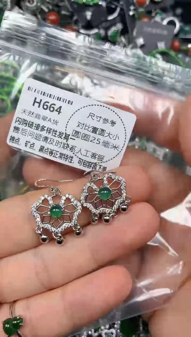 颈饰未镶嵌翡翠H664耳钩