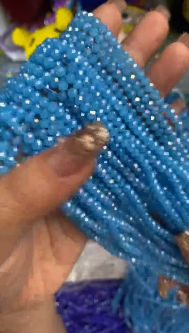 玻璃2151卡4水晶扁20条AB彩湖蓝玉