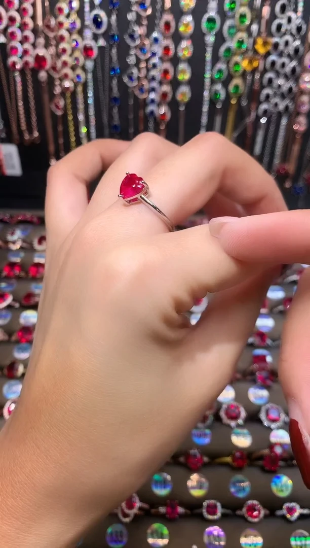 【闪购商品】红宝石戒指银S925镶嵌银色