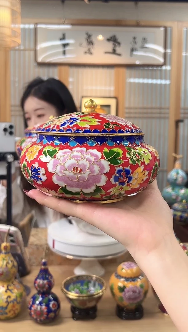 【闪购商品】景泰蓝花丝喜子罐6寸XZG002红色