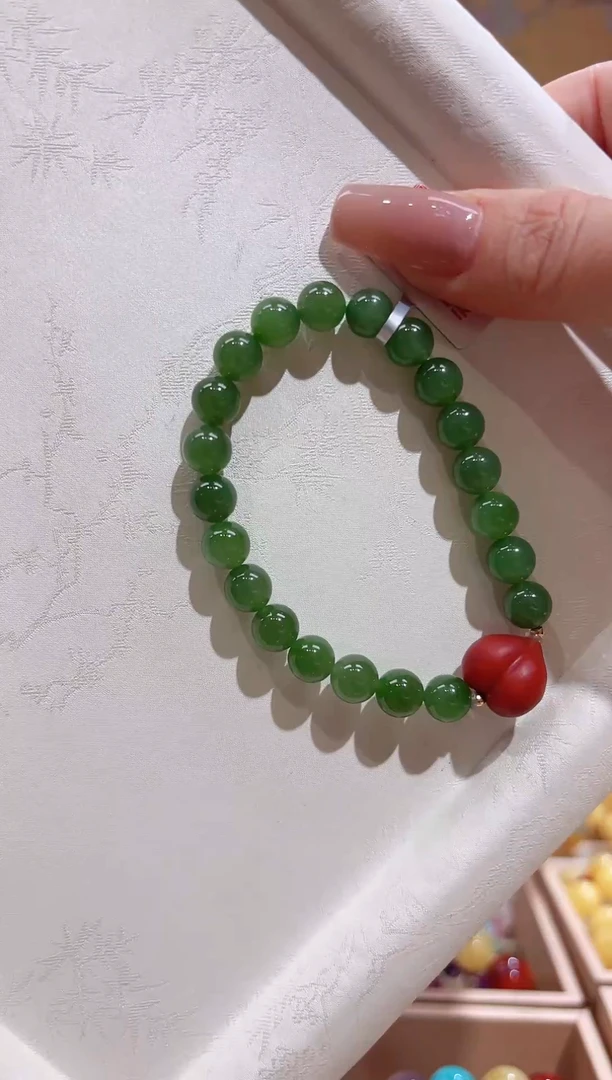 未镶嵌手链和田玉（碧玉）碧玉精品手串8+