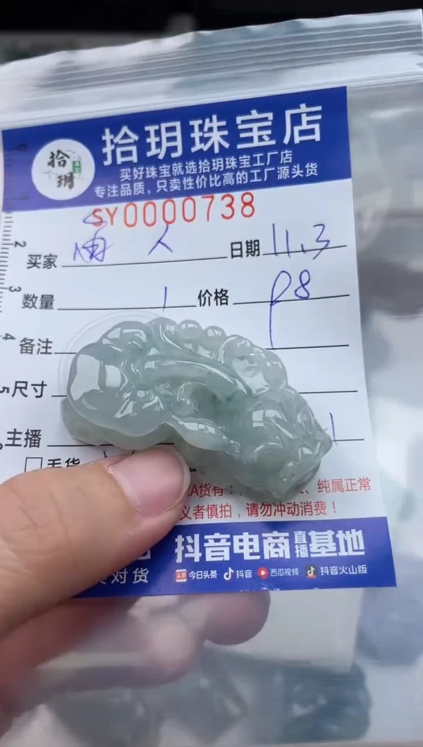 颈饰未镶嵌翡翠雨*翡翠挂件貔貅738