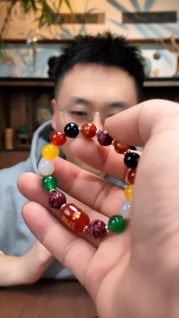 未镶嵌手串玛瑙/玉髓（龙蛇）玛瑙多宝生肖手串MY10*