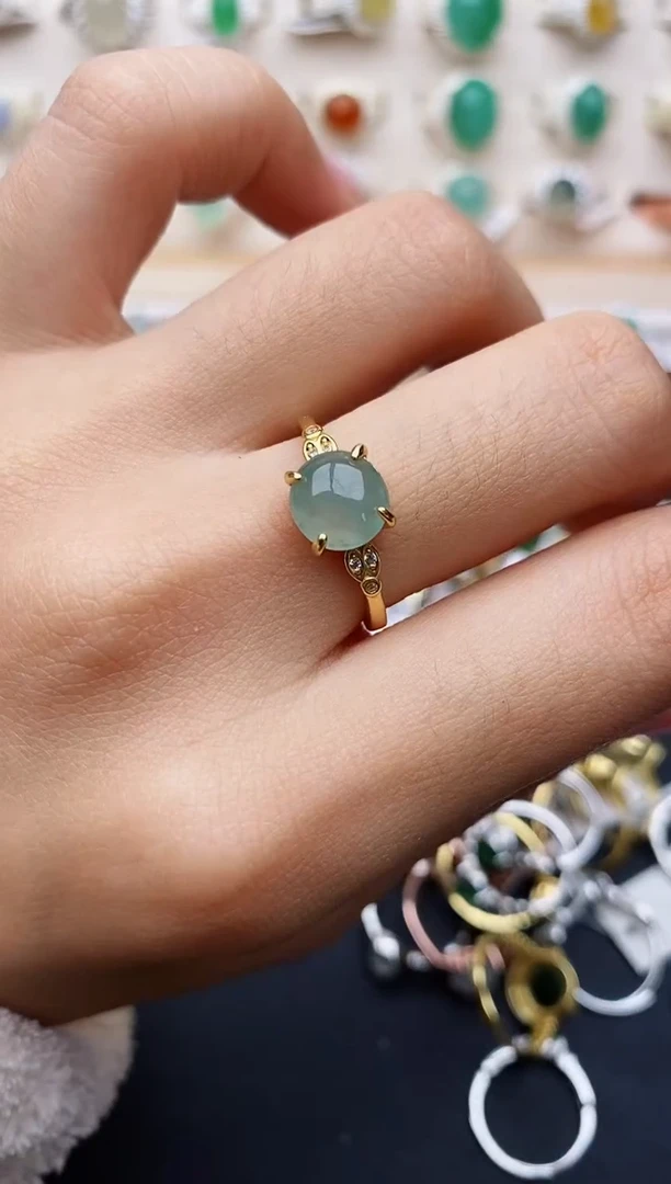 【闪购商品】翡翠戒指银S925镶嵌缅甸翡翠