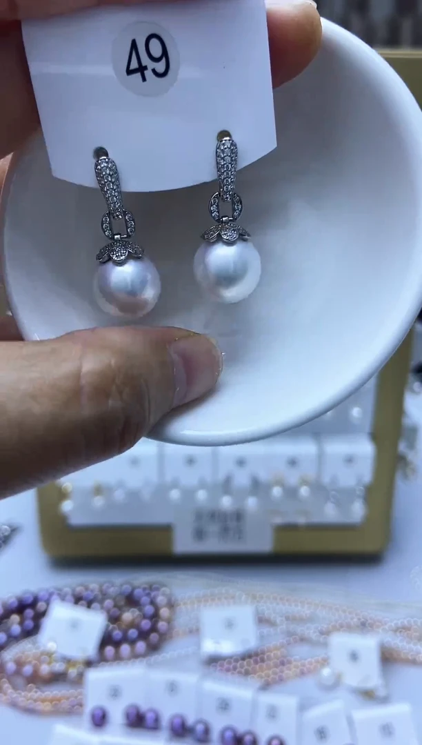 银S925镶嵌耳饰淡水珍珠49