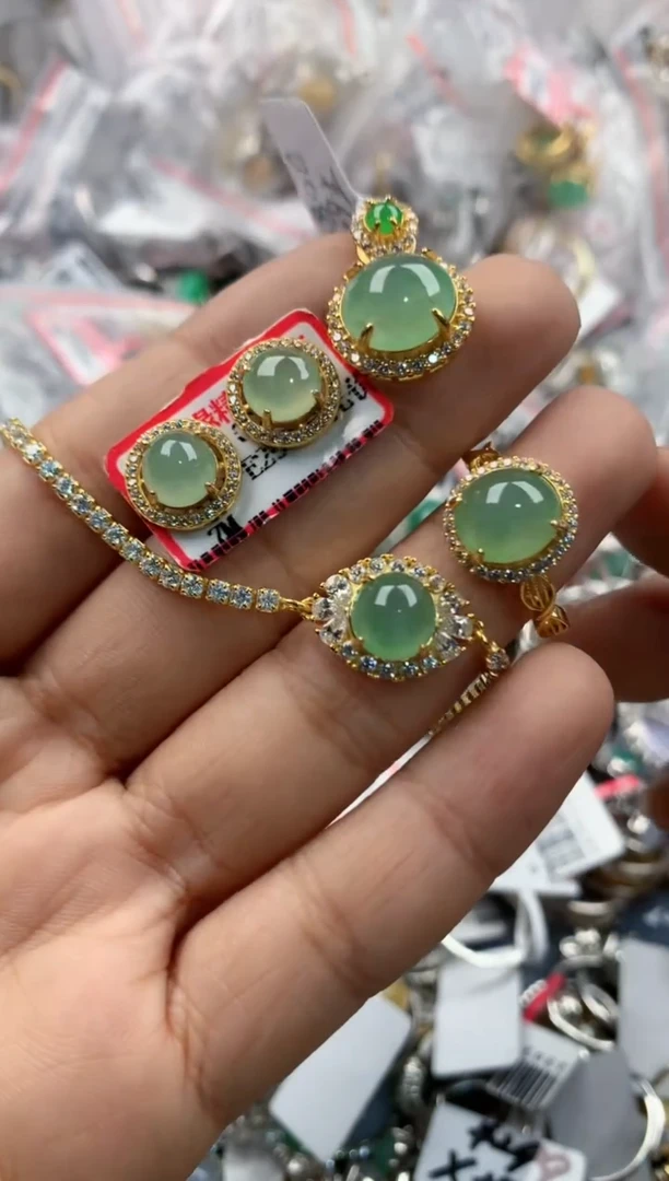 银S925镶嵌戒指翡翠999---5