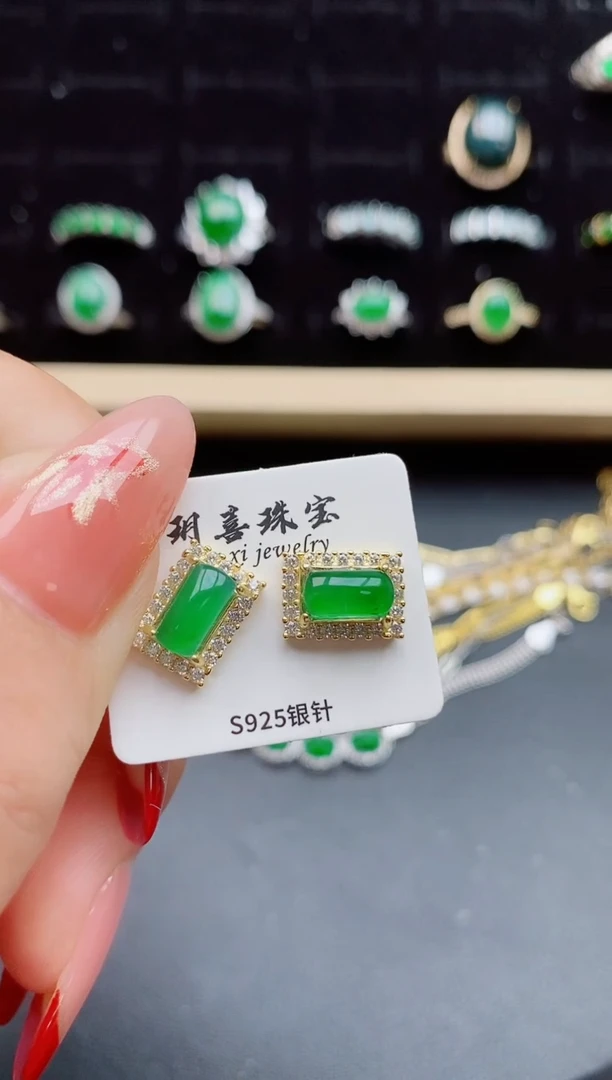 【闪购商品】翡翠耳饰银S925镶嵌321321