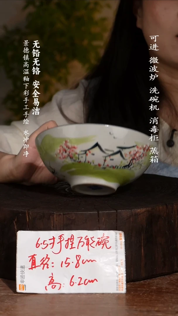 碗陶瓷景德镇高温瓷釉下彩手绘陶瓷
