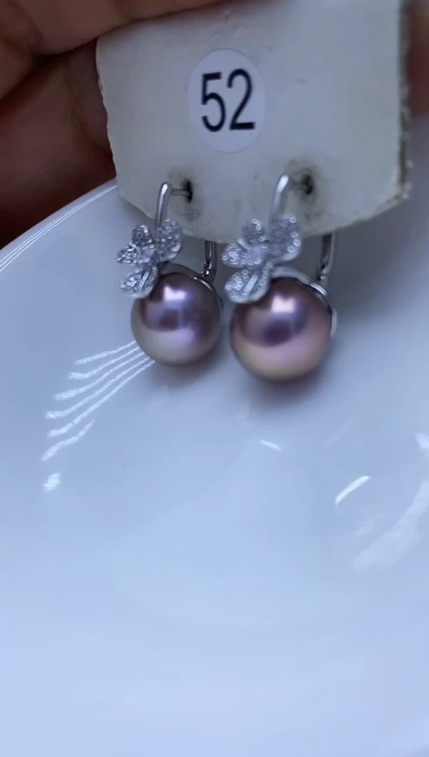 银S925镶嵌淡水珍珠耳饰52