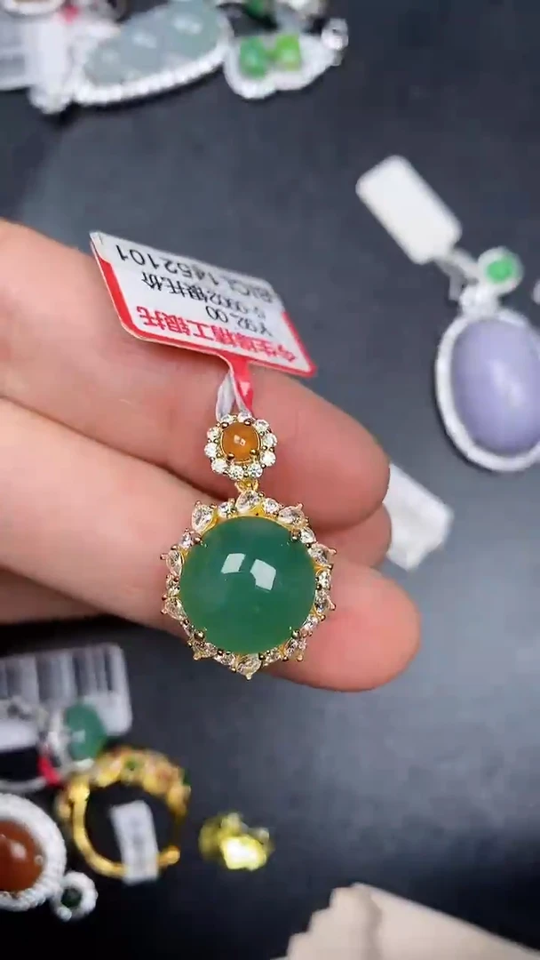 银S925镶嵌戒指翡翠3990