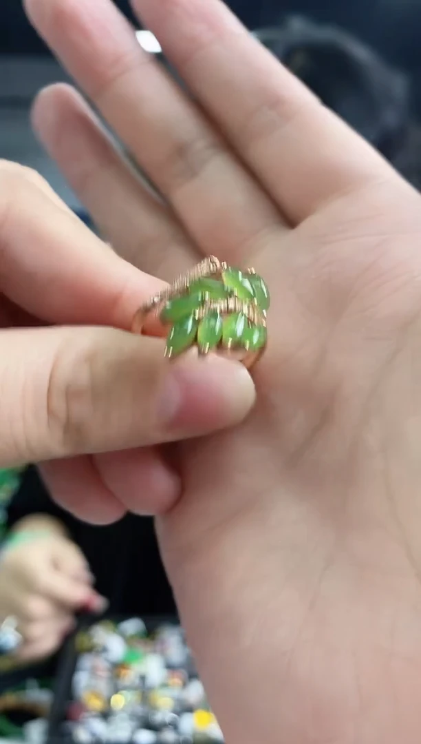 和田玉戒指银S925镶嵌多样性发其一颜色微差