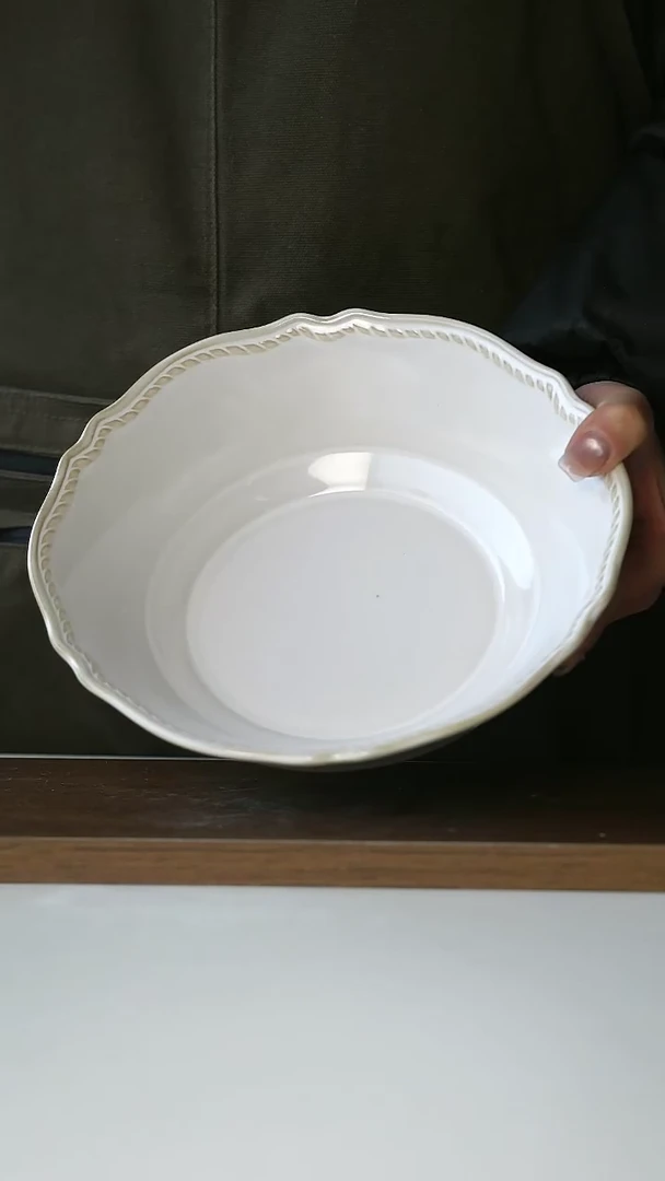 【闪购商品】陶瓷微瑕麦穗浮雕汤碗20cm@4-2@