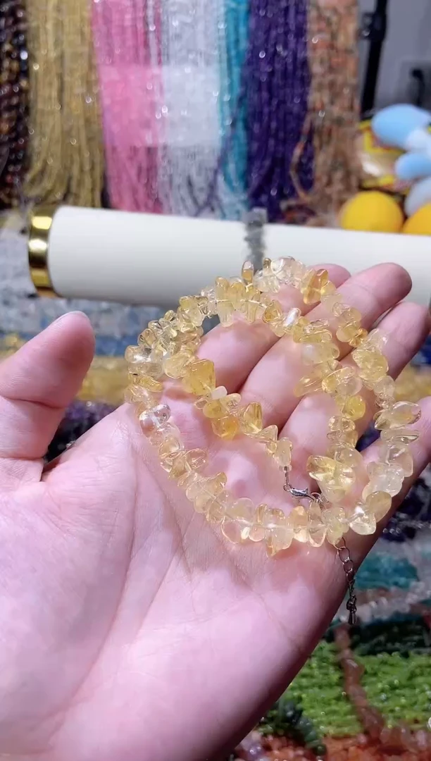 未镶嵌珠宝半成品水晶aaa黄水晶项链