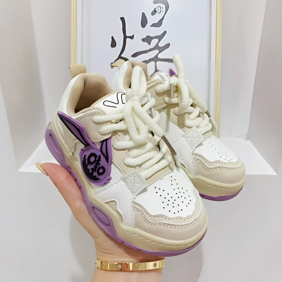 【乌市发货】27752  春秋 设计感又乖又甜潮童  兔兔透气 运动板鞋