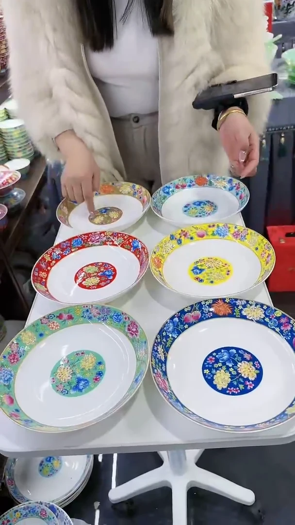 【闪购商品】瓷片8英寸圆深盘6个景德镇陶瓷