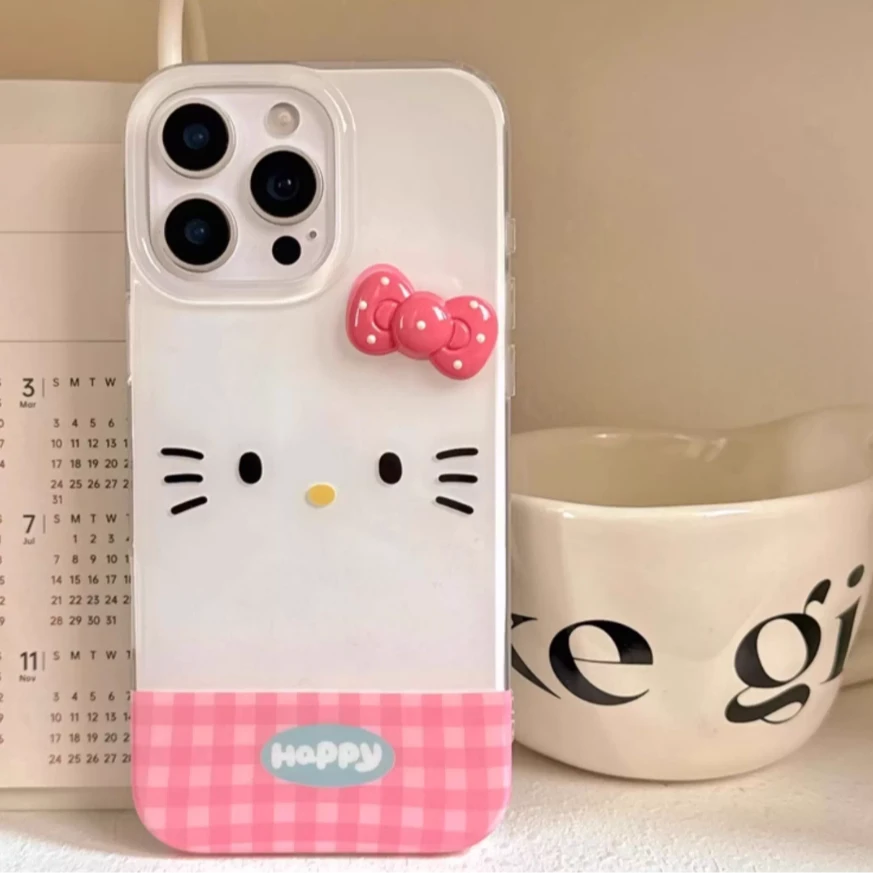 七壳子粉格蝴蝶结适用苹果华为vivo小米oppo女款iphone15/16/14