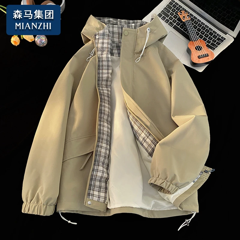 棉致夹克男士春秋季2025新款日系宽松潮牌时尚连帽休闲上衣服外套