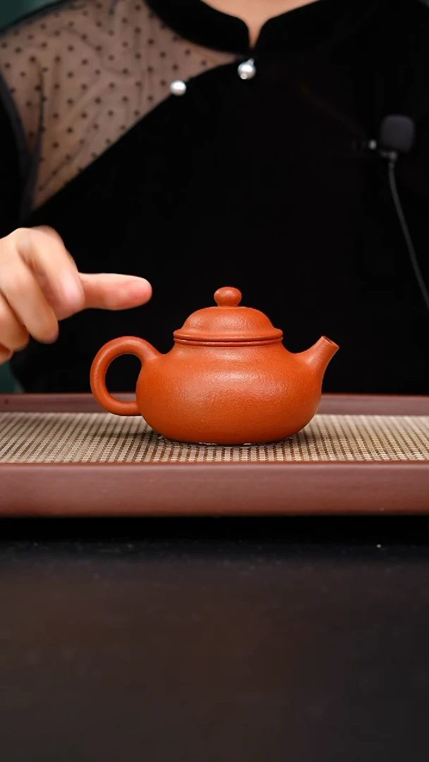 茶壶紫砂全手工纯红降坡30目容天250cc石梦影