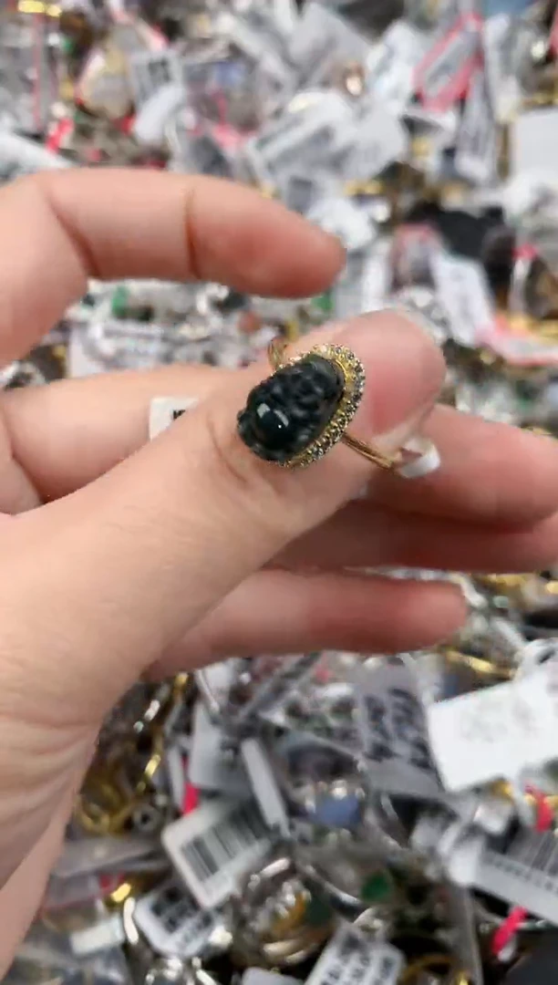银S925镶嵌戒指翡翠777          9