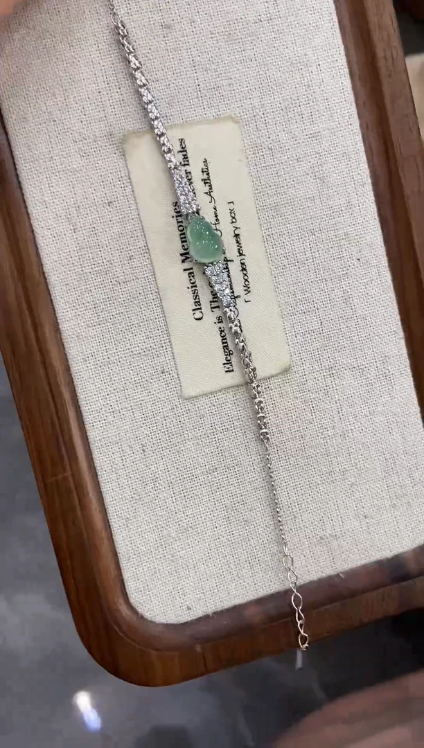 银S925镶嵌挂件翡翠手链