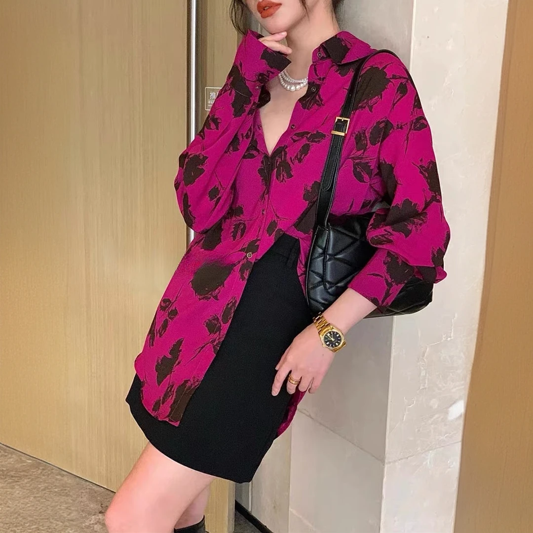 【晨浠定制】新款高级感花色衬衫上衣1612