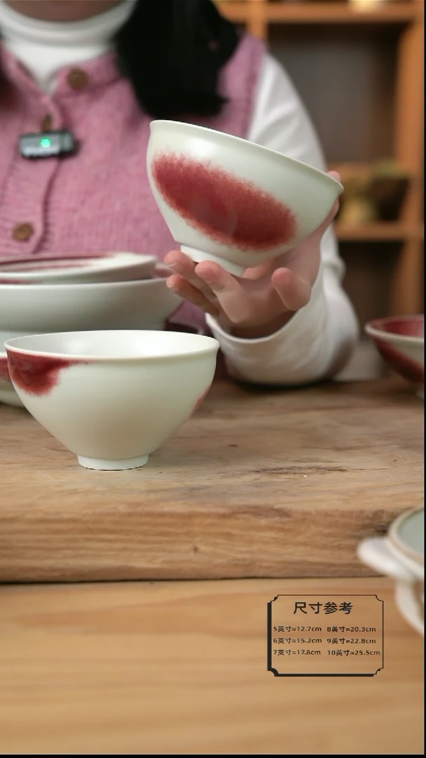 【闪购商品】复古郎红大肚米饭碗2个【盖碗