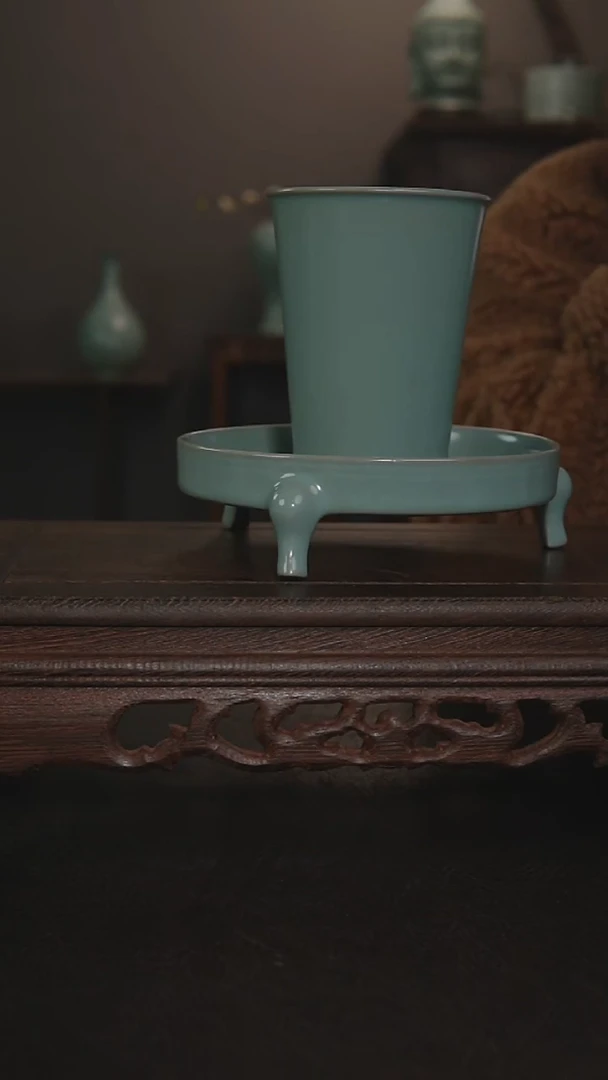 摆件瓷仿古釉手工可乐杯+笔洗