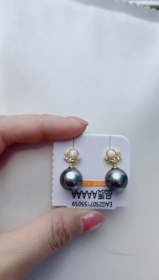 银S925镶嵌耳饰海水珍珠A81