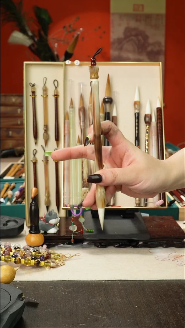 2号孤品高货毛笔链接 清水试笔 蘸墨不退