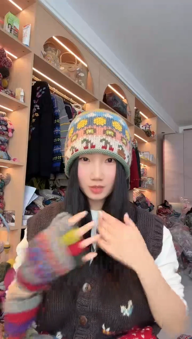 羊毛美利奴水果樱桃卷边