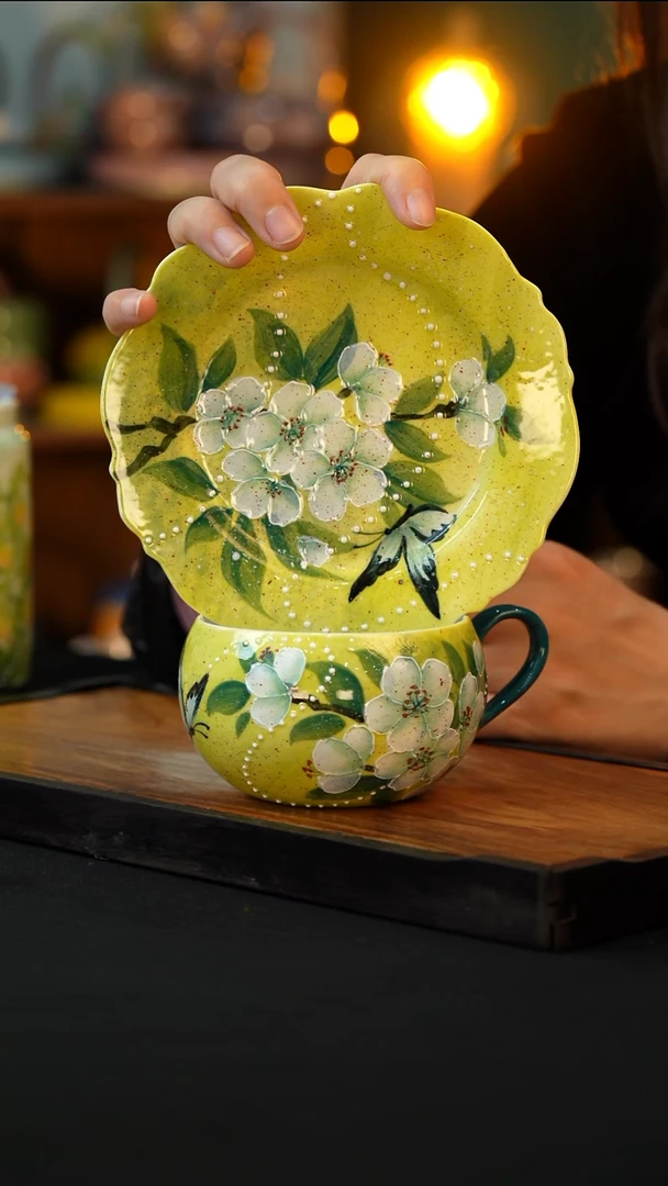 杯手绘心瓷陶瓷浮力