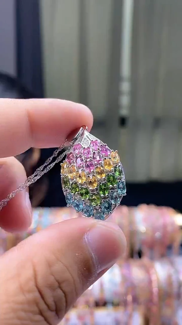 【闪购商品】碧玺吊坠银S925镶嵌354354354354354
